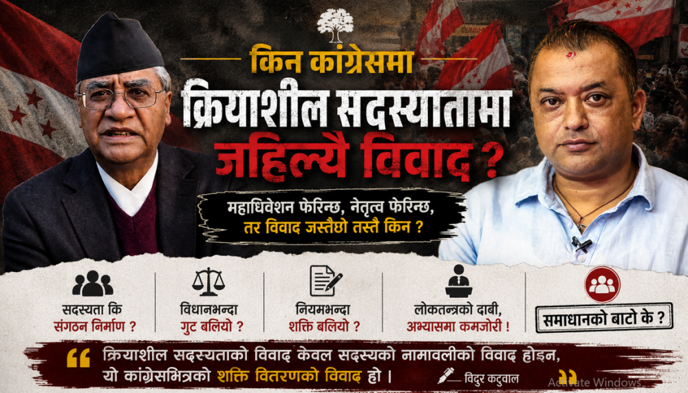 किन कांग्रेसमा क्रियाशील सदस्यतामा जहिल्यै विवाद ? 