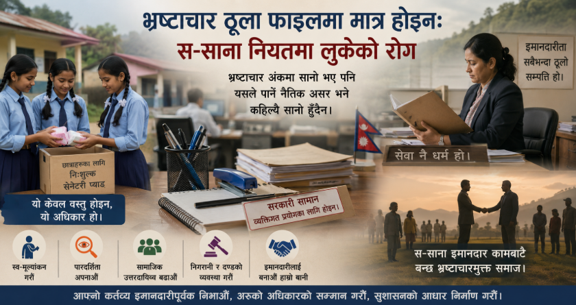 भ्रष्टाचार ठूला फाइलमा मात्र होइन: स-साना नियतमा लुकेको रोग    