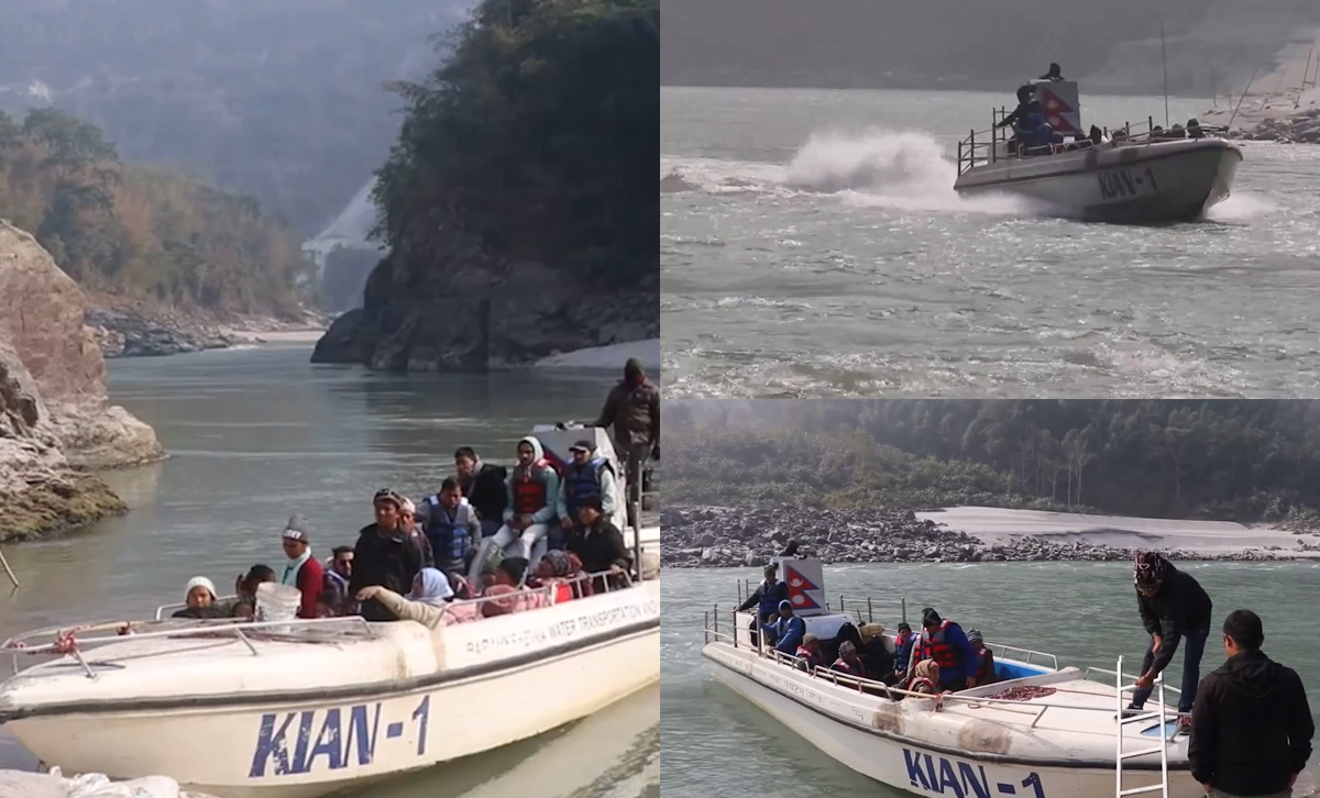 अरुण नदीमा जेटबोट चढेर