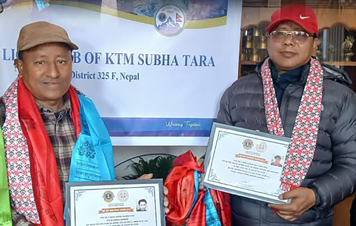 यस वर्षको लायन्स शुभतारा कला-सम्पदा सम्मान इन्द्रमान र डेविडलाई