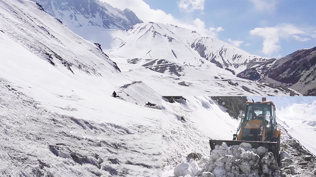 हिउँले ढाक्यो मतदान केन्द्र जाने बाटाे