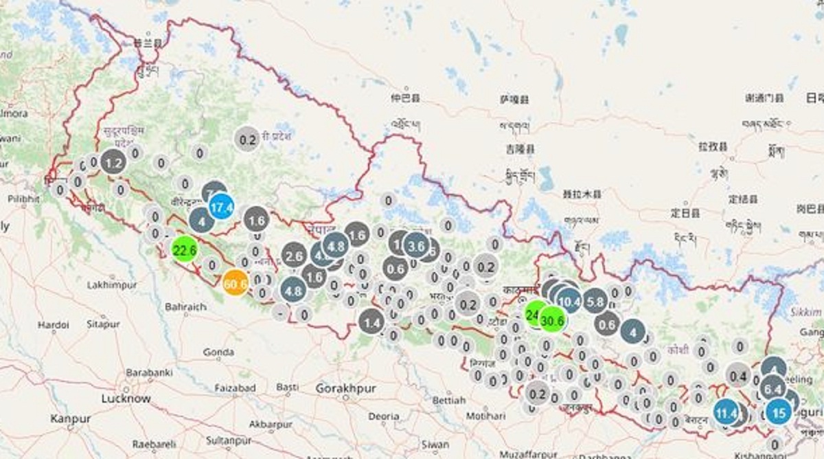 कोशी, मधेस, बाग्मती, गण्डकी र सुदूरपश्चिम प्रदेशमा भारी वर्षा