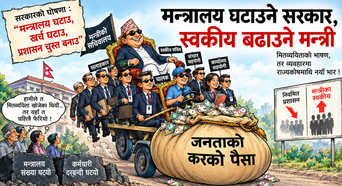  मन्त्रालय घटाउने स्वकीय बढाउने सरकार कुशासनको मार्गमा